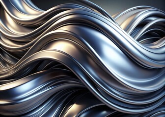 Molten Elegance: Metallic, Abstract, Flowing, Silver, Fluid