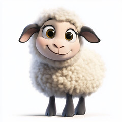 a cute little sheep cartoon for bakraeid card and eid poster for Muslim festival generated by AI