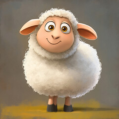 a cute little sheep cartoon for bakraeid card and eid poster for Muslim festival generated by AI