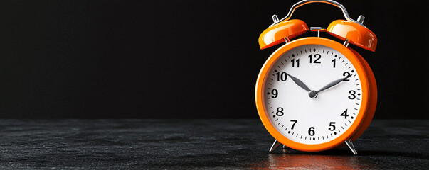 A Bright Orange Alarm Clock Standing Proudly Against a Dark Background, Signifying Time Management