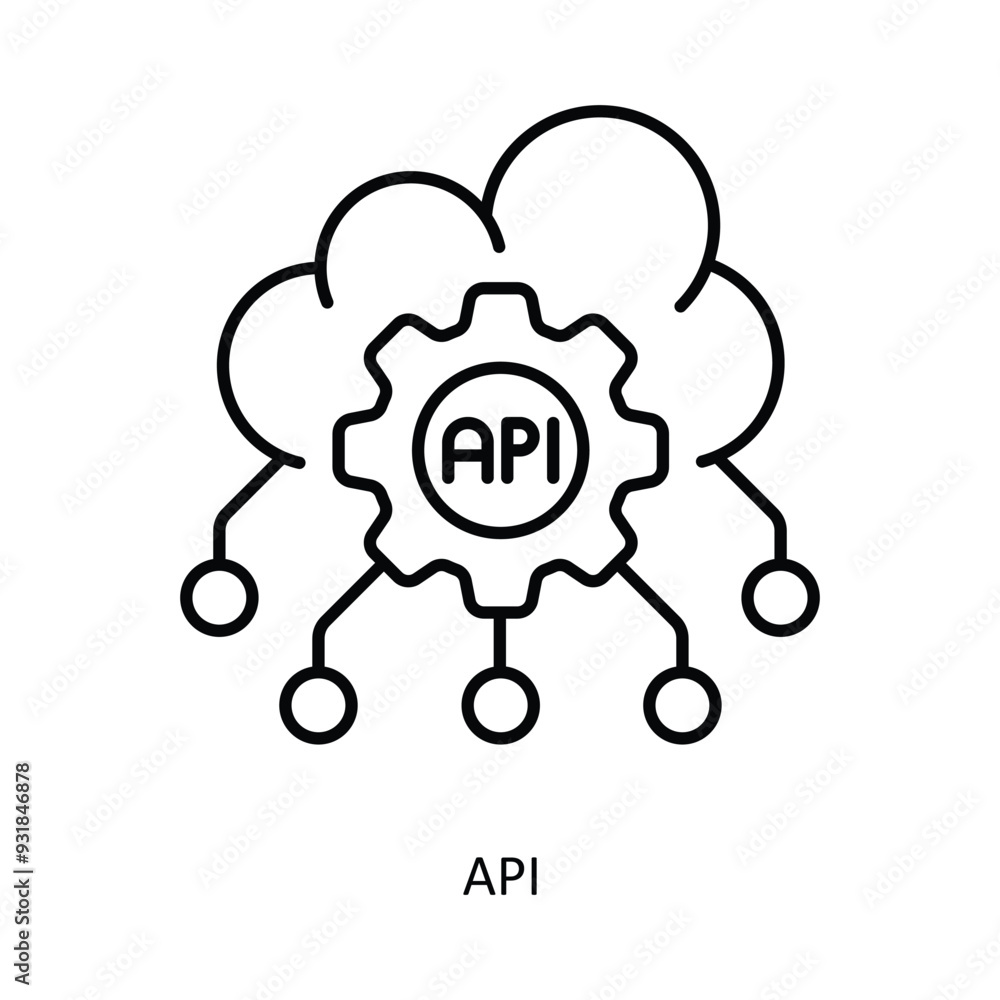 Poster api vector filled outline icon design illustration. smart home and technology symbol on white backgr
