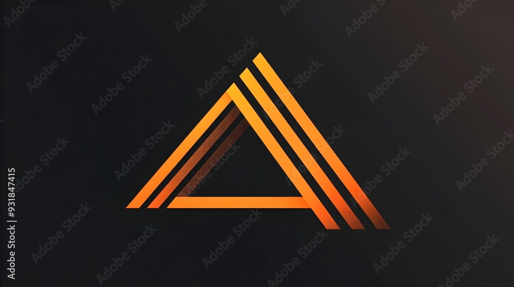 Poster sleek orange triangle logo with dynamic motion lines conveying sense of progress
