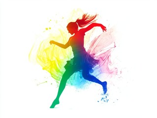 Colorful Abstract Silhouette of Woman Dancing