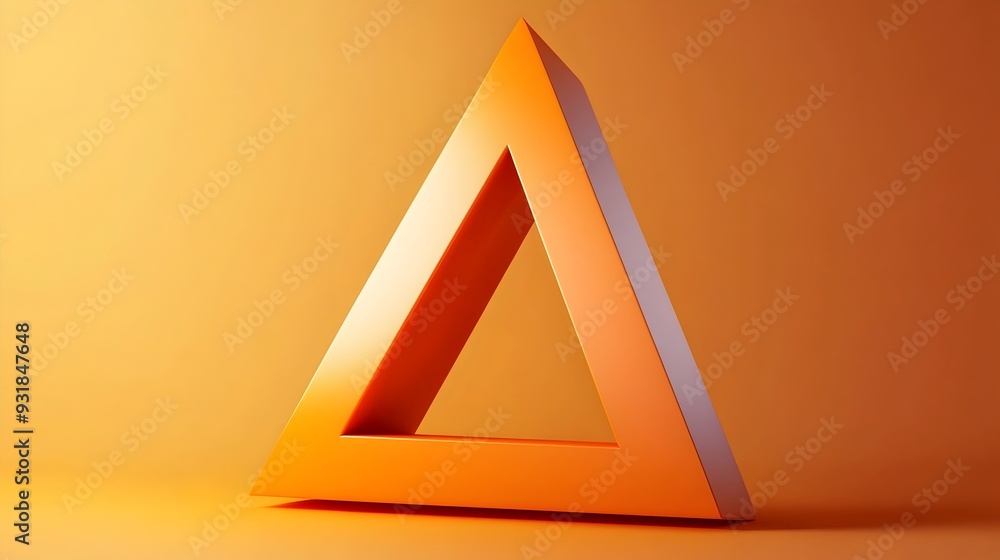 Poster dynamic 3d orange triangle logo with perspective movement