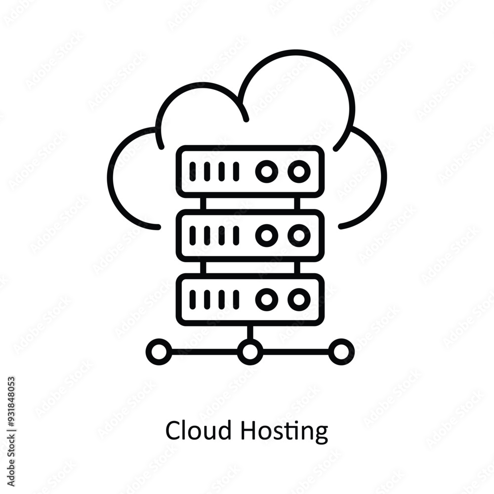 Poster cloud hosting vector filled outline icon design illustration. smart home and technology symbol on wh