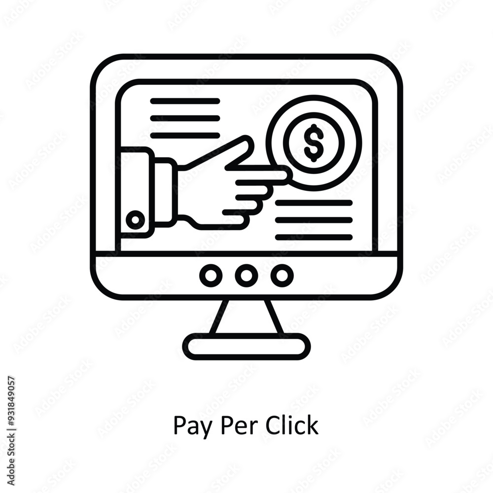 Poster pay per click vector filled outline icon design illustration. smart home and technology symbol on wh