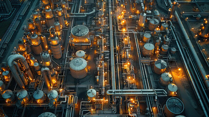 Aerial view of a natural gas pipeline network