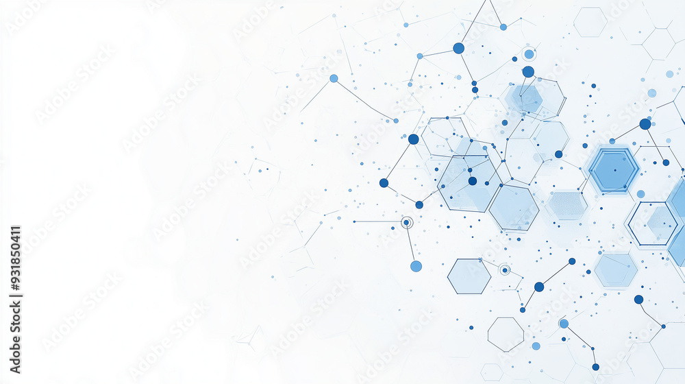 Aufkleber abstract technology background with hexagon pattern and dots, vector illustration of digital connect