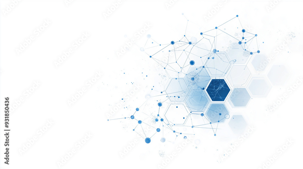 Poster abstract technology background with hexagon pattern and dots, vector illustration of digital connect