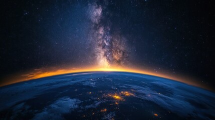Fototapeta premium Earth's Horizon with the Milky Way Galaxy Above