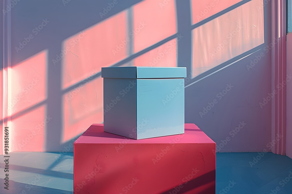 Aufkleber a minimalist display of colorful geometry in soft light