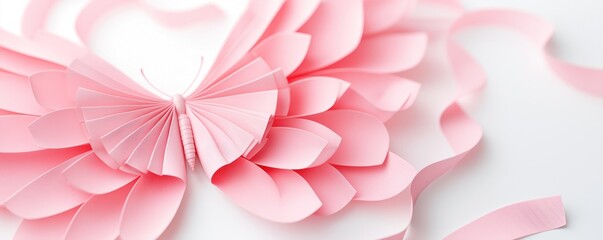 Fototapeta premium Pink Ribbon Butterfly Wings Butterfly wings made of pink ribbons , 3d illustration