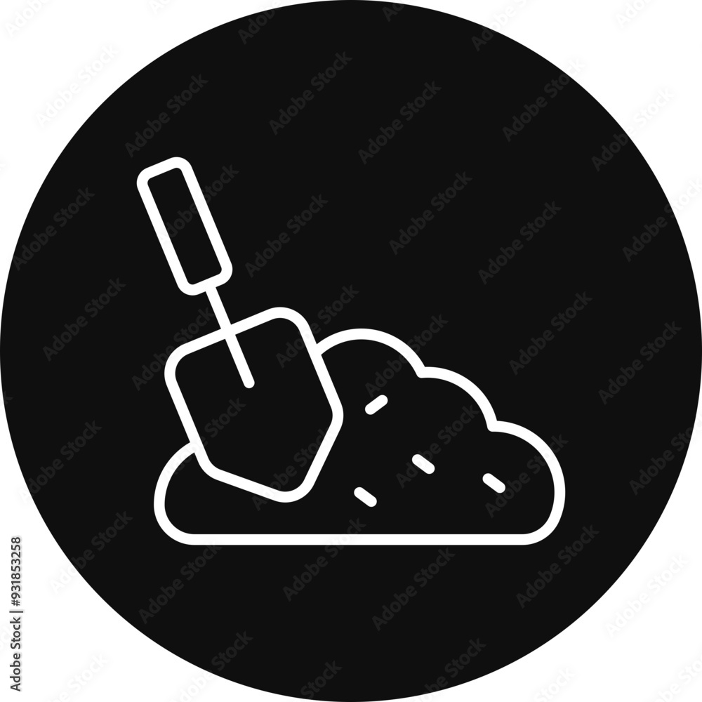 Sticker Shovel Vector Icon Design