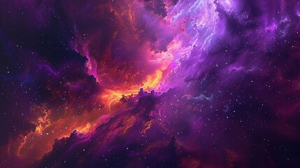 Fototapeta premium cosmic canvas, where purple, dark orange, pink, and blue intertwine