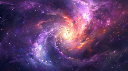 cosmic canvas, where purple, dark orange, pink, and blue intertwine