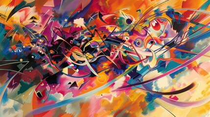 An abstract wallpaper reminiscent of Wassily Kandinsky's abstract expressionism