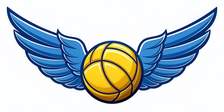 Soaring Serve: Yellow and blue volleyball icons with wings, suggesting flight and agility.