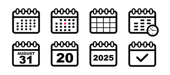 Calender icons set. Date time month planner organizer symbol vector illustration design