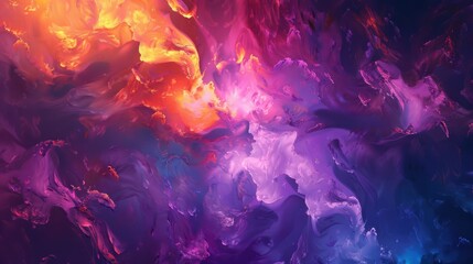 A symphony of colors, where purple, dark orange, pink, and blue harmonize in an abstract dance