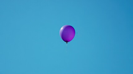 Fototapeta premium A single purple balloon floating in a clear blue sky, symbolizing freedom and joy