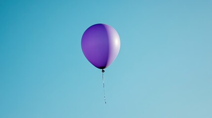Fototapeta premium A single purple balloon floating in a clear blue sky, symbolizing freedom and joy