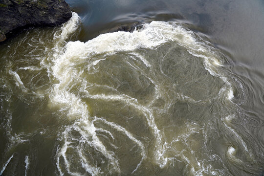 Rapids and whirlpools at the reversing falls in the bay of fundy Canada New Brunswick