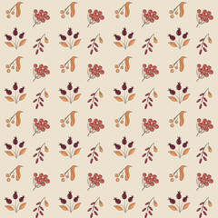 Beautiful seamless pattern with autumn plants
