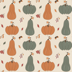 Beautiful seamless pattern with autumn plants