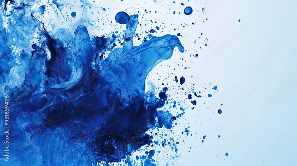 Aufkleber blue background with abstract ink splashes, creating an artistic effect