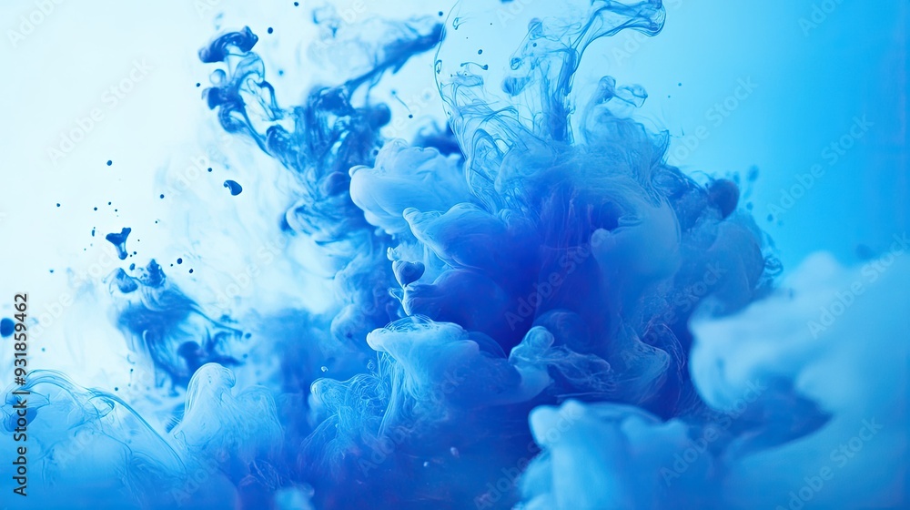 Aufkleber blue background with abstract ink splashes, creating an artistic effect