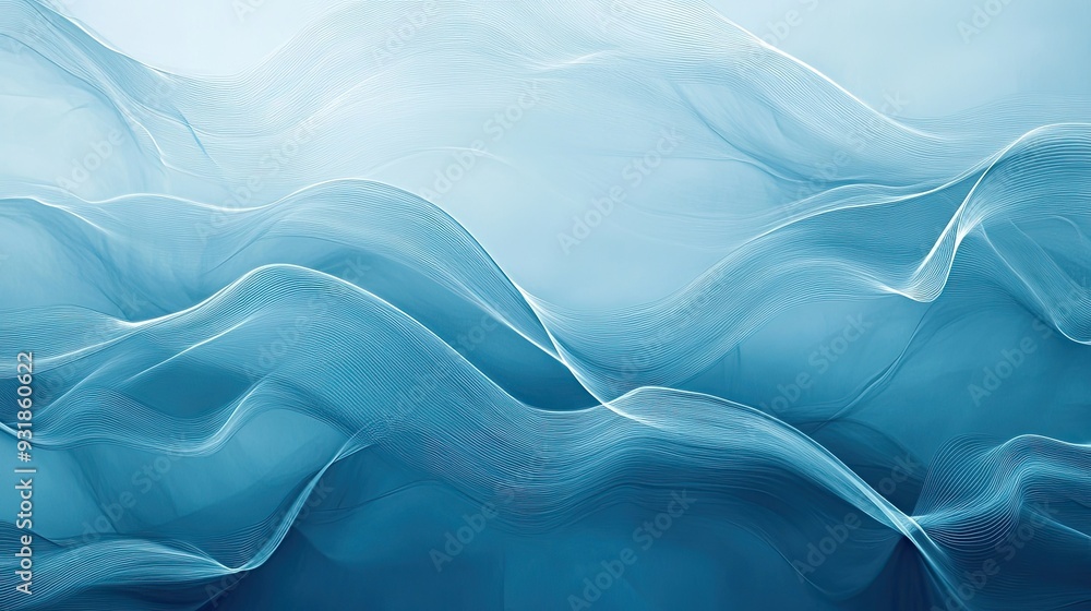 Poster blue background with subtle, wavy lines in a lighter shade, adding movement