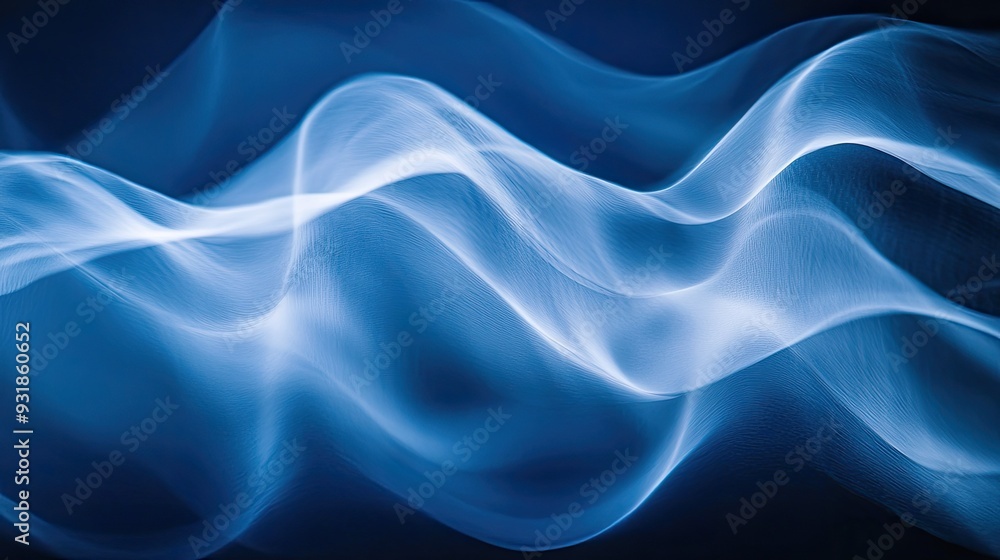 Poster blue background with subtle, wavy lines in a lighter shade, adding movement