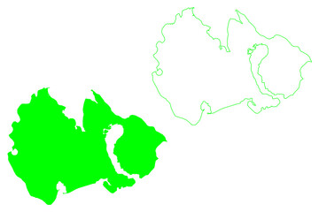 Fototapeta premium Kotelny island (Russia, Russian Federation, New Siberian Islands archipelago, Anzhu Islands) map vector illustration, scribble sketch Bunge Land map