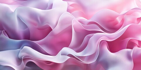 Obraz premium Elegant 3D Abstract: Curved Pink-Violet Translucent Ruffles, Layers, and Folds. Modern Artistic UI Design for Web Posters and 4K Wallpapers. AI-Generated Creative Pattern for Fashion Marketing and Sty