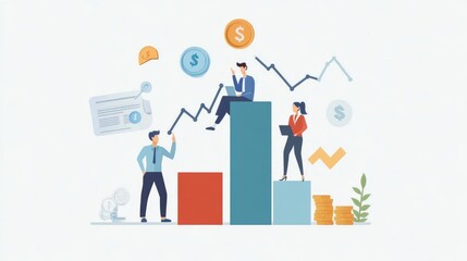 Business success stages infographic, highlighting key actions for profit growth