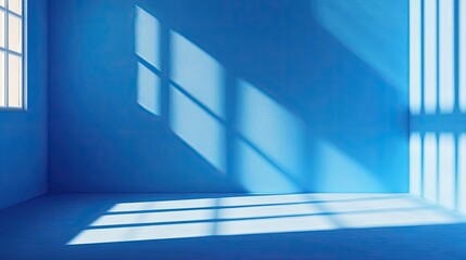 Obraz premium Simple blue background with soft shadows and light reflections for minimalist design