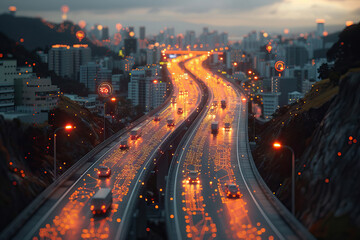 Autonomous vehicles at dusk