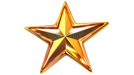 Obraz premium Golden star with a shiny, reflective surface, isolated on a white background