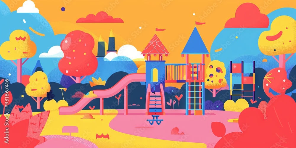 Poster colorful cartoon color splash background childish playground vector abstract geometric kid design