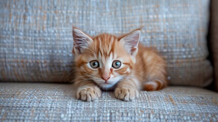 Adorable Kitten on a Couch