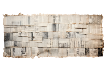 Vintage horizontal banner made of yellow paper, isolated on white background.