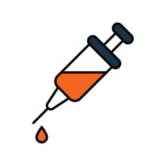 syringe color line icon with white background vector stock illustration