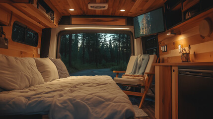interior of a travel van - van life
