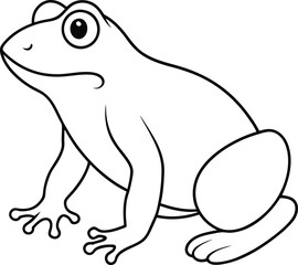 Frog outline or line art or sketch silhouette vector illustration with smooth lines white background.