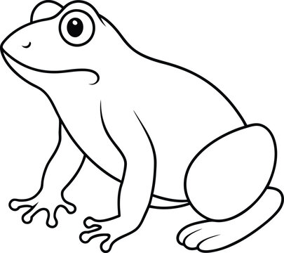 recommend clip art: Frog outline or line art or sketch silhouette vector illustration with smooth lines white background.