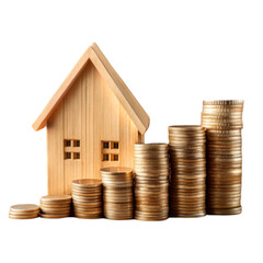 Stack of coins with residential model home