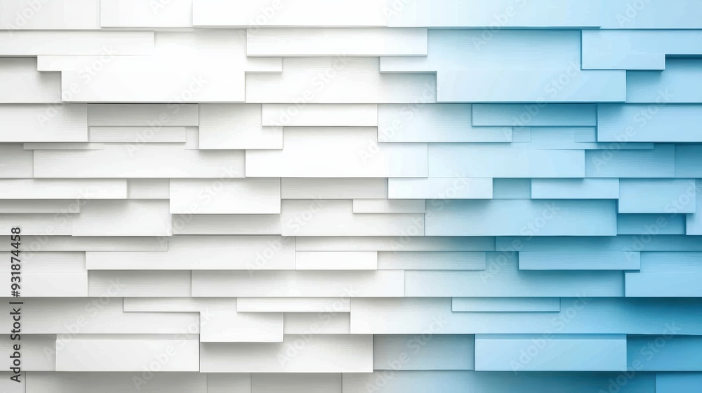 Aufkleber a modern abstract background featuring layered white and blue rectangles, creating sense of depth an