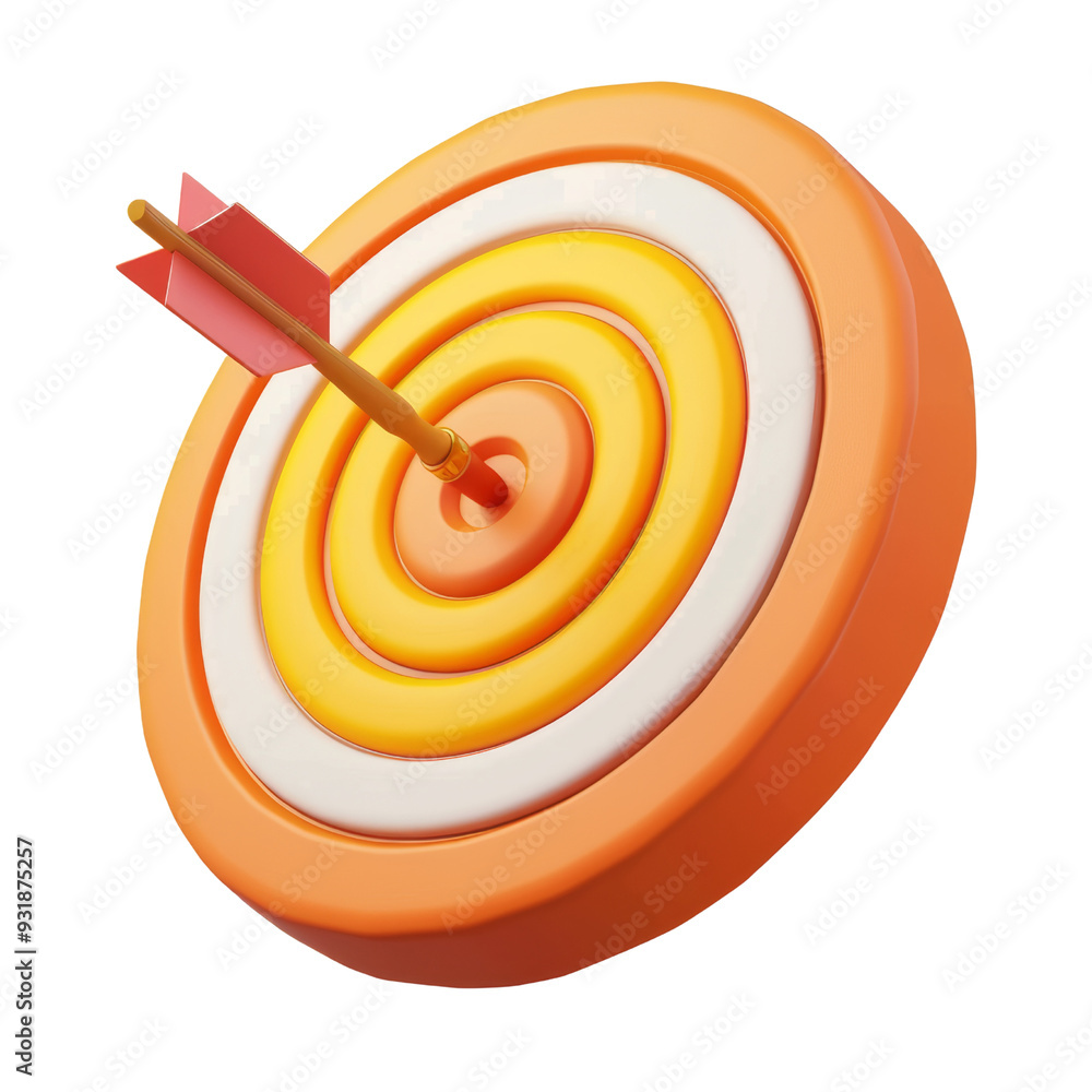 Poster target with arrow 3d icon isolated on transparent background cutout