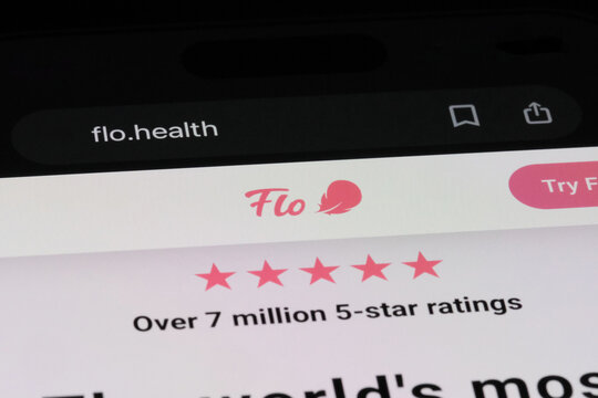 Shanghai,China-August 20th 2024:Flo Health company brand logo on website. 