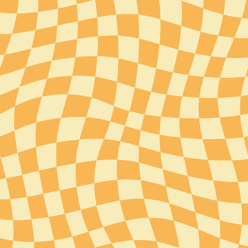 Fototapeta Retro curved yellow checkerd pattern background
